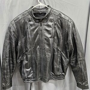 First‎ Classic Premium Leather Biker Harley Jacket Mens XXlarge Black Full Zip